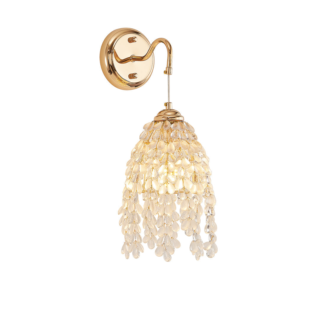 Minimalist Crystal Wall Sconce — Gold Metal, E12 Hardwired, 8.66" × 18.11"