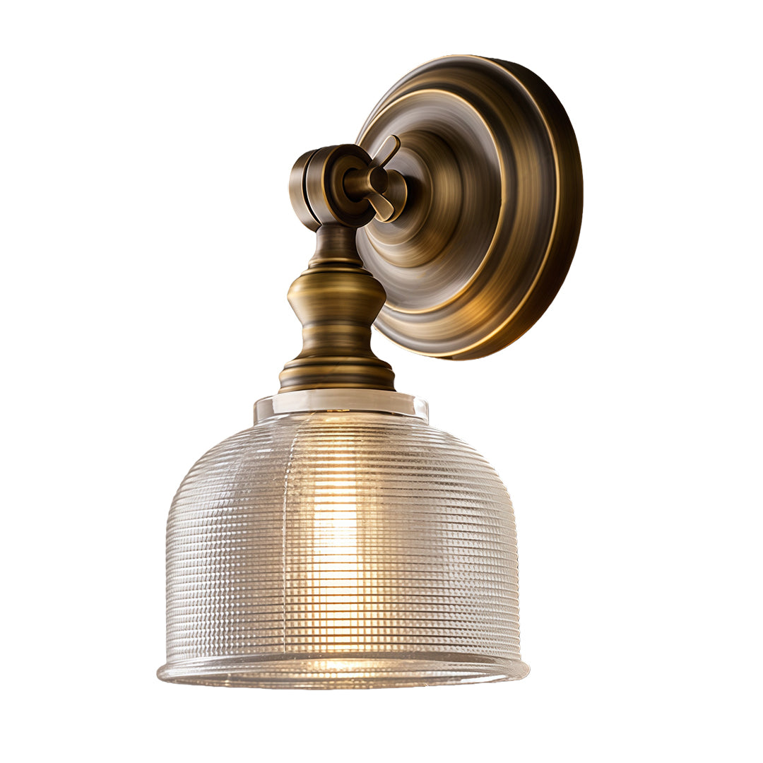 Retro Solid Brass Wall Sconce — Hardwired, E14, Brass or Brass-and-Glass Shade, 4 Models