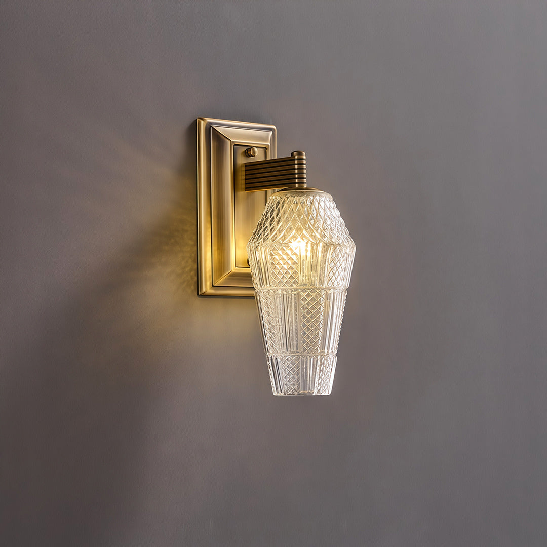 French Retro Brass Wall Sconce — Translucent Glass Shade, G9, Hardwired
