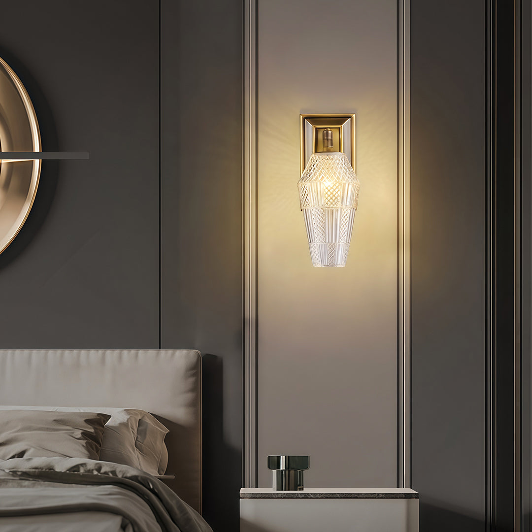 French Retro Brass Wall Sconce — Translucent Glass Shade, G9, Hardwired