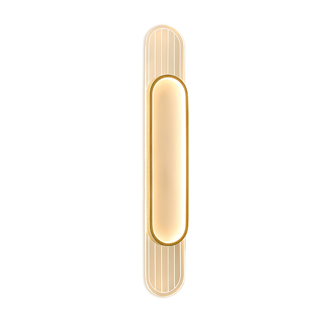 Minimalist Linear LED Wall Sconce — Wood Grain Iron Frame, Acrylic Shade, 3-Step Dimming, 23.6"–39.4"