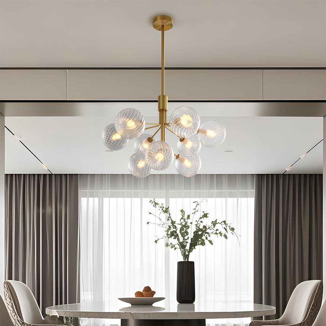 Glass Ball Chandelier — Solid Copper, G9, 9-, 12-, or 18-Light, Copper / Nickel / Black