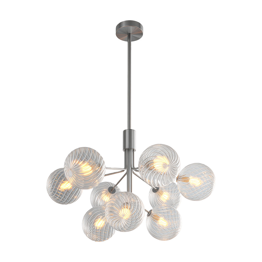 Glass Ball Chandelier — Solid Copper, G9, 9-, 12-, or 18-Light, Copper / Nickel / Black