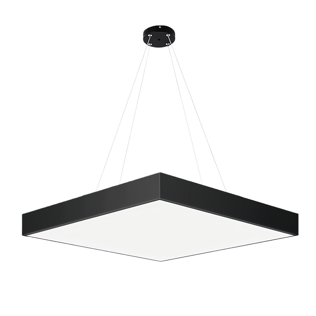 Multi-Diamond Geometric Chandelier — Black Iron, Adjustable Chain, White Acrylic Shade