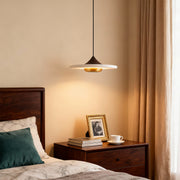 UFO Marble Pendant Light — Black Aluminum, 6.5W LED Warm White (3000K), 10.1" Diameter