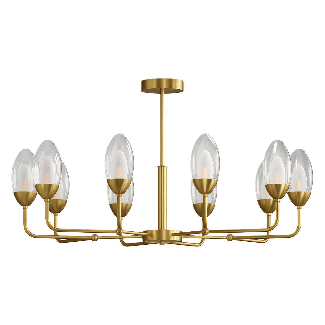 Modern Minimalist Copper Chandelier — Full-Copper Frame, Transparent Glass, G9, 6-, 8-, or 10-Light