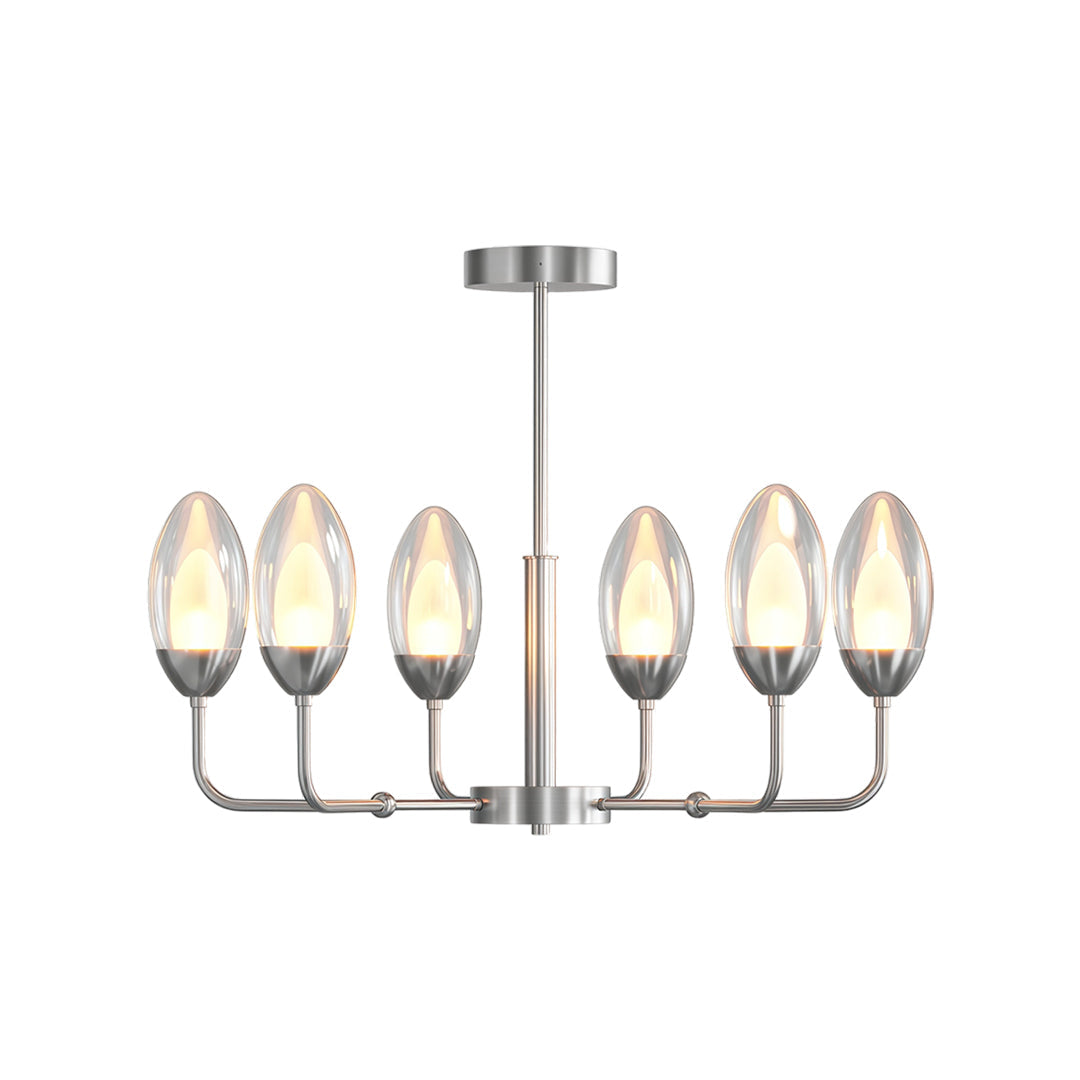 Modern Minimalist Copper Chandelier — Full-Copper Frame, Transparent Glass, G9, 6-, 8-, or 10-Light