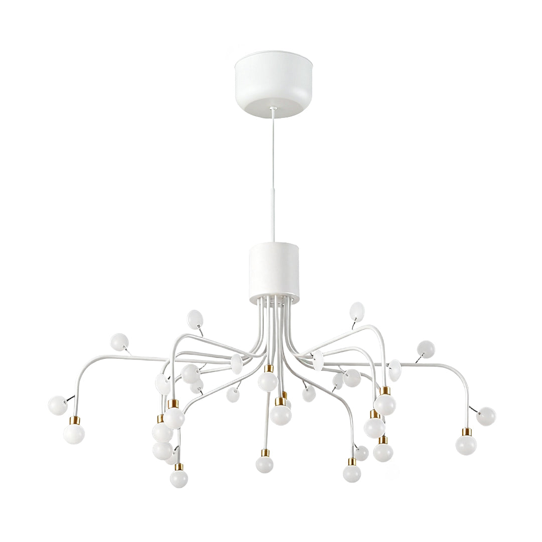 Modern Retro Chandelier — Iron and Aluminum, White Acrylic, 4000K LED, 47.2" Adjustable Chain, Black / White / Gold