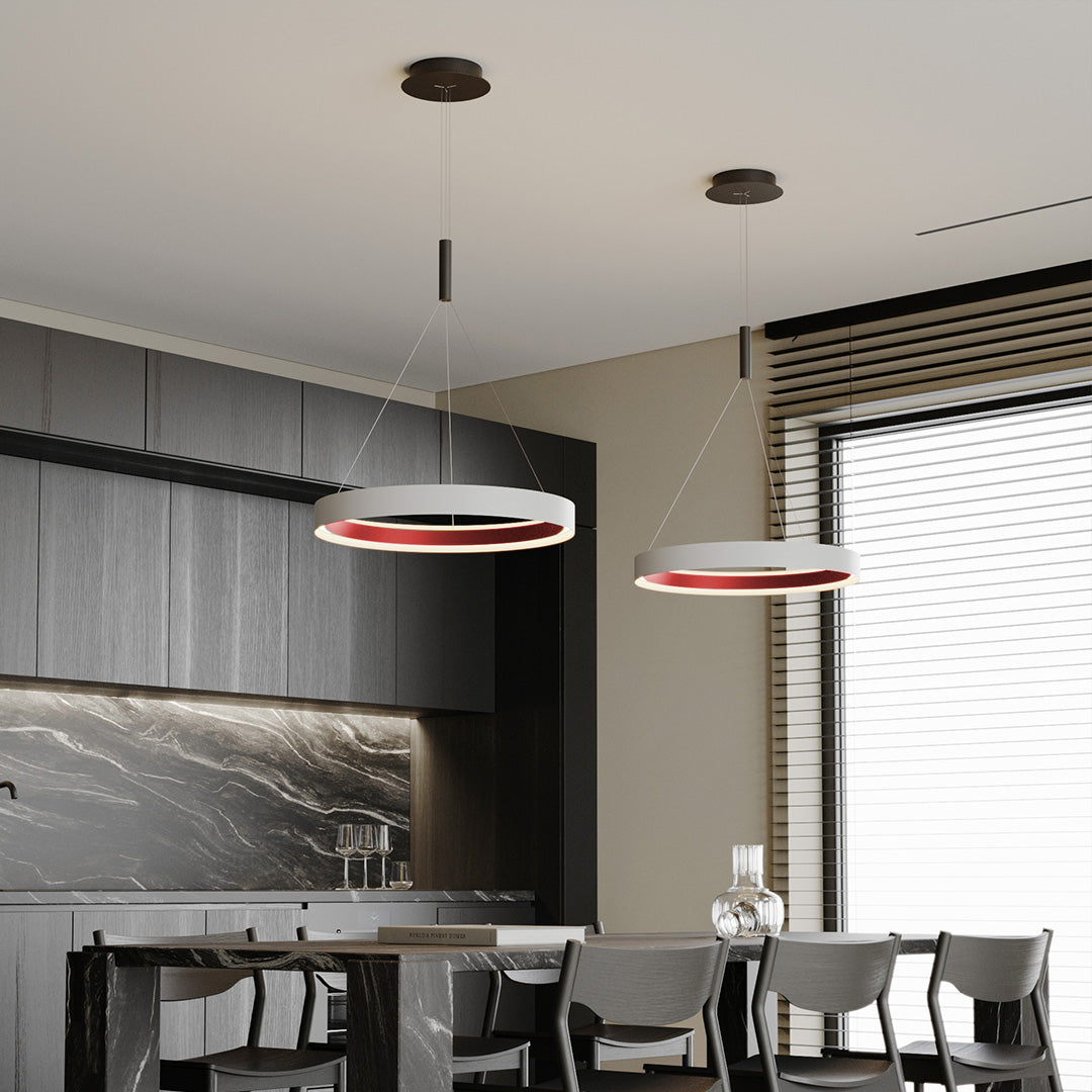 Minimalist Ring Chandelier — Iron & Aluminum, 80W LED, 15.8" to 31.5" Diameter
