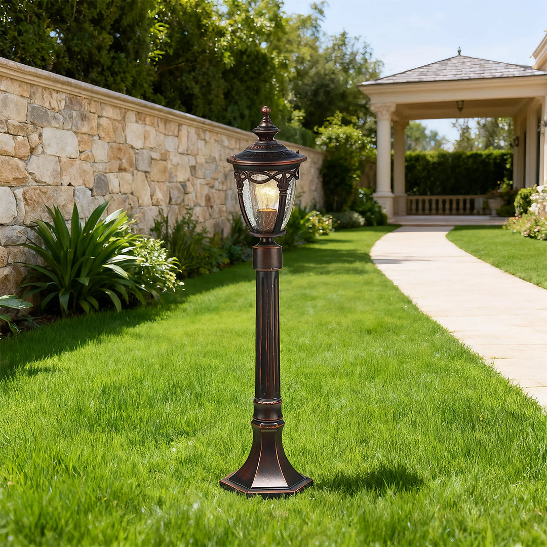 Minimalist Outdoor Post Light — Black Aluminum, Clear Glass, 9W E26, IP44, 42.91" H