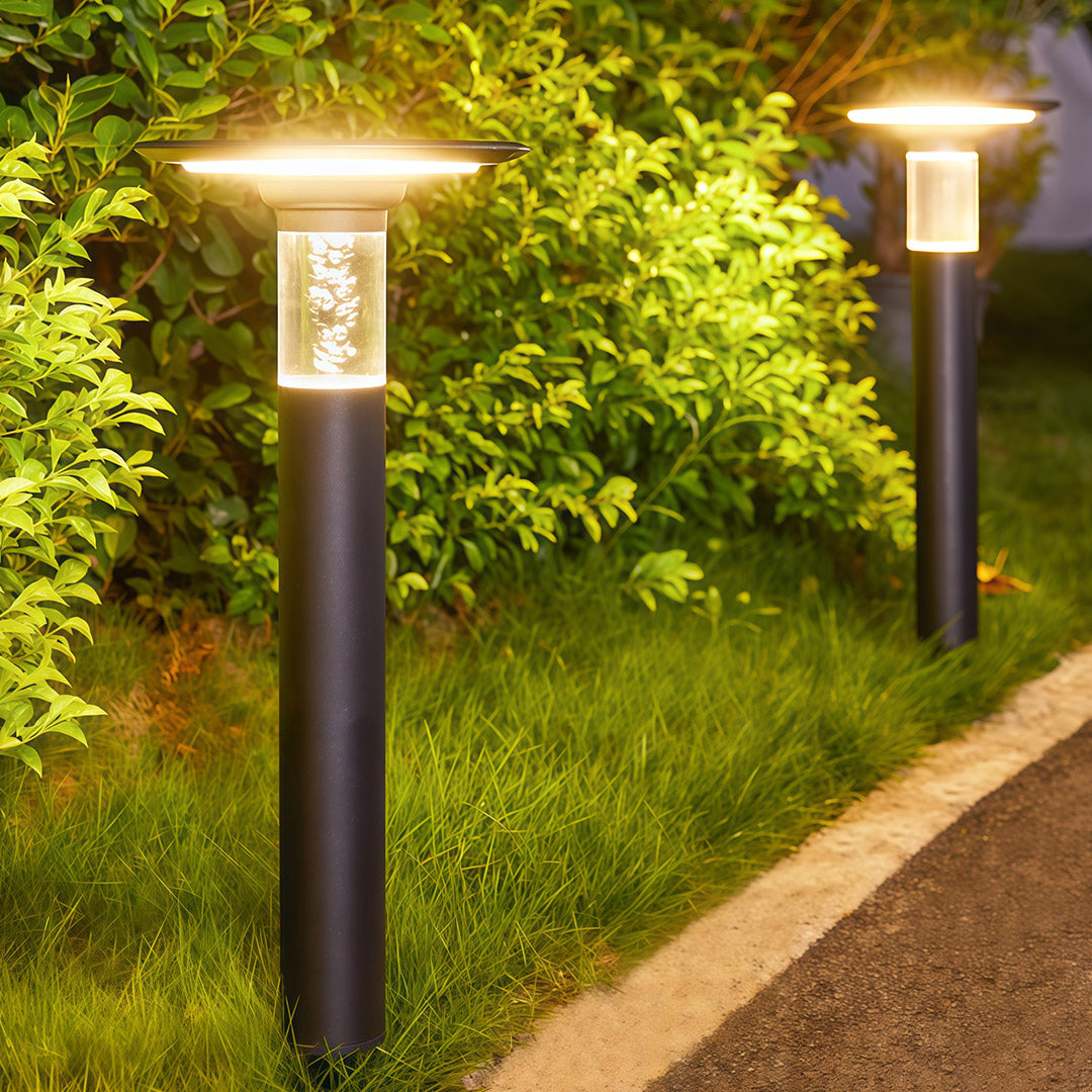 Solar Outdoor Pathway Light — Black Aluminum, 5W LED, Dual Color Temperature (3000K/6000K), IP65, 4000mAh, Ground Stake