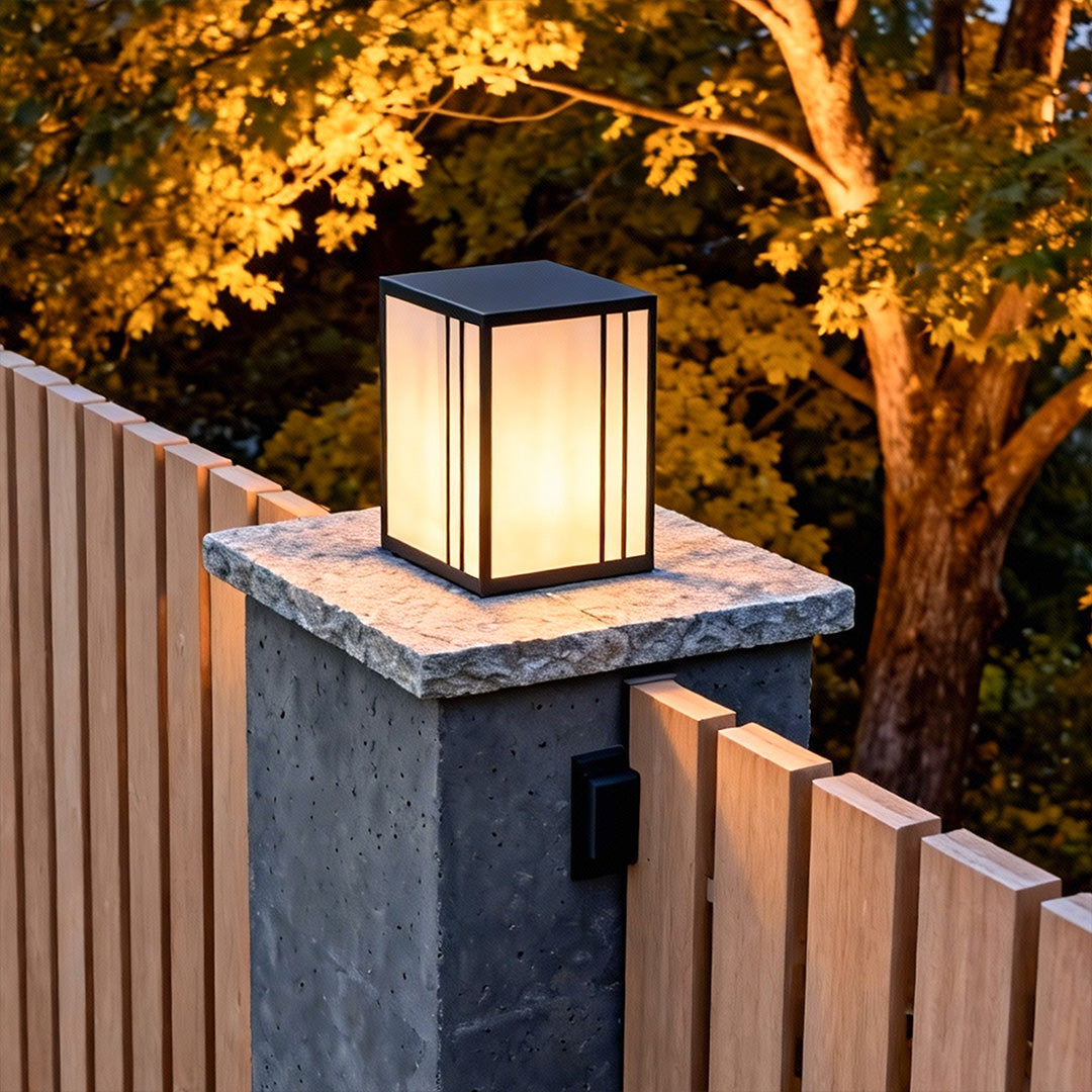 Faux Marble Outdoor Pillar Light — Solid Copper, 5W LED, IP55, 23.6", Warm White 3000K