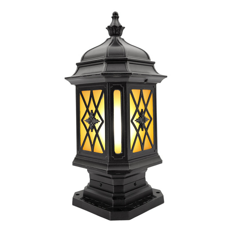 Lantern-Style Outdoor Pillar Light — Die-Cast Aluminum, Frosted Glass, E27, IP23 Weatherproof