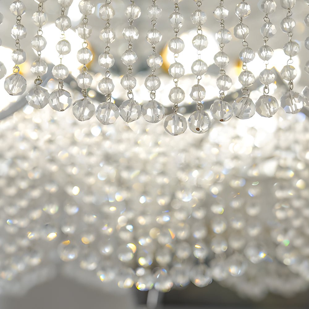 Pagoda Crystal Chandelier — Chrome, Two-Layer Crystal Tassels, 3-Step Dimming, 16" or 32"