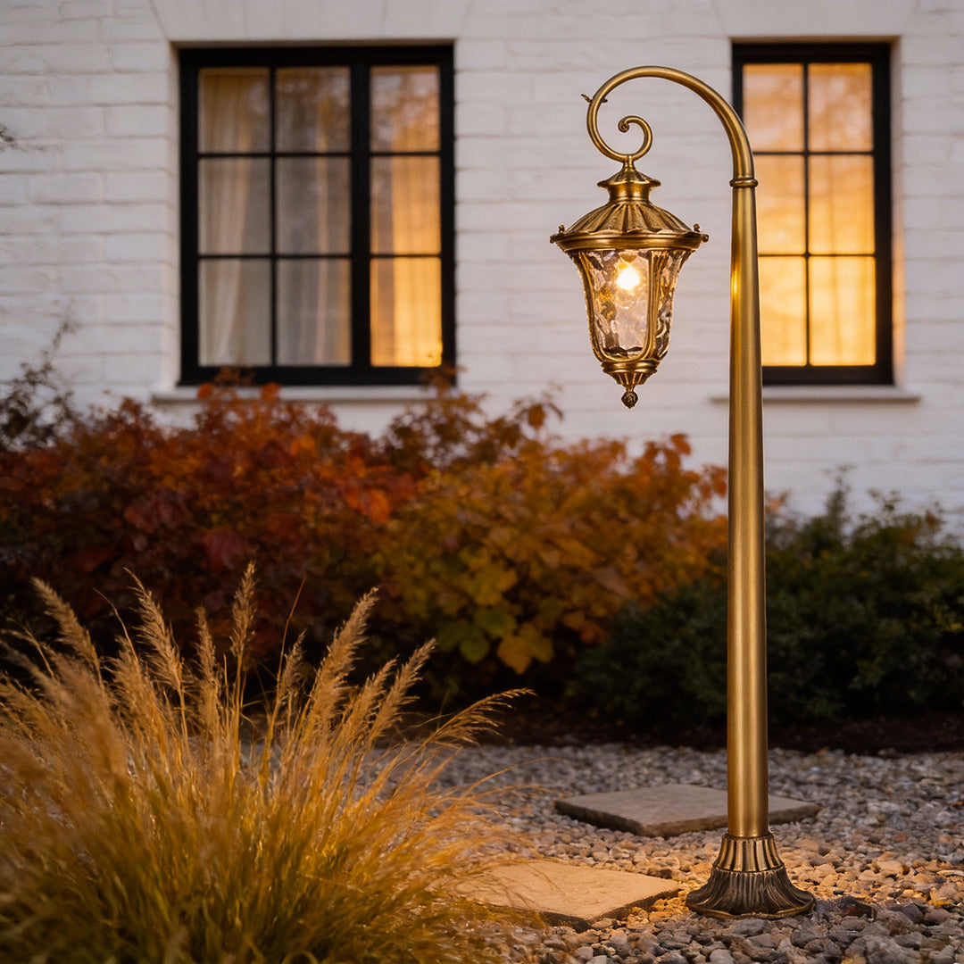 Vintage Copper Outdoor Path Light — Solid Copper, Glass Shade, E27, IP55, Single or Double-Head