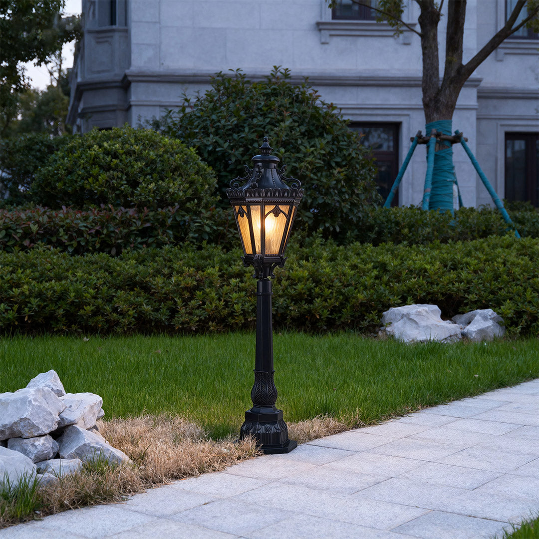 Aluminum Garden Bollard Path Light — Black, 18W E26, IP44, Warm White 3000K, 43.5" H