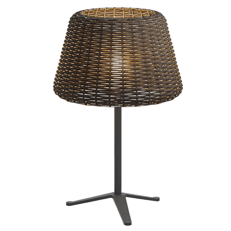 Rattan Dome Outdoor Floor Lamp — Stainless Steel, Open-Top Design, Stake Mount, LED, IP65, 5W