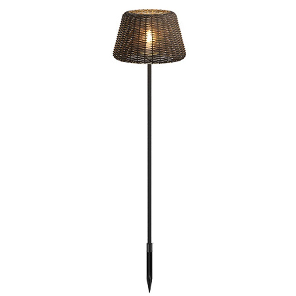 Rattan Dome Outdoor Floor Lamp — Stainless Steel, Open-Top Design, Stake Mount, LED, IP65, 5W