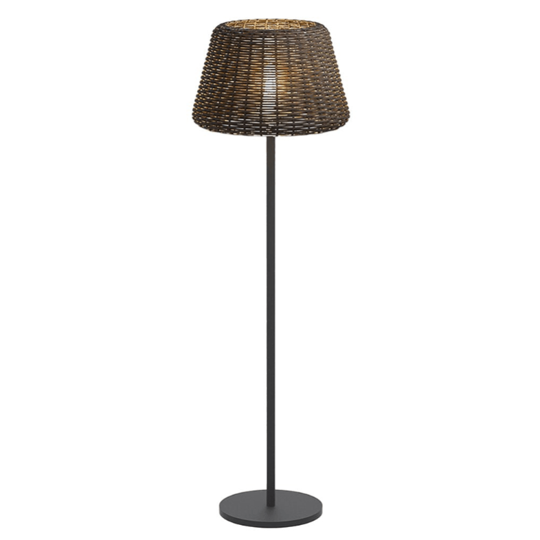 Rattan Dome Outdoor Floor Lamp — Stainless Steel, Open-Top Design, Stake Mount, LED, IP65, 5W