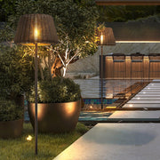 Rattan Dome Outdoor Floor Lamp — Stainless Steel, Open-Top Design, Stake Mount, LED, IP65, 5W