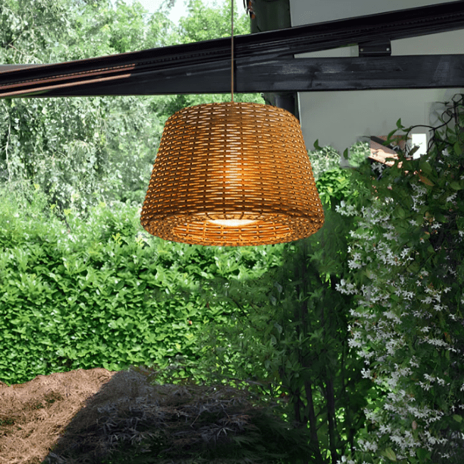 Rattan Dome Outdoor Floor Lamp — Stainless Steel, Open-Top Design, Stake Mount, LED, IP65, 5W