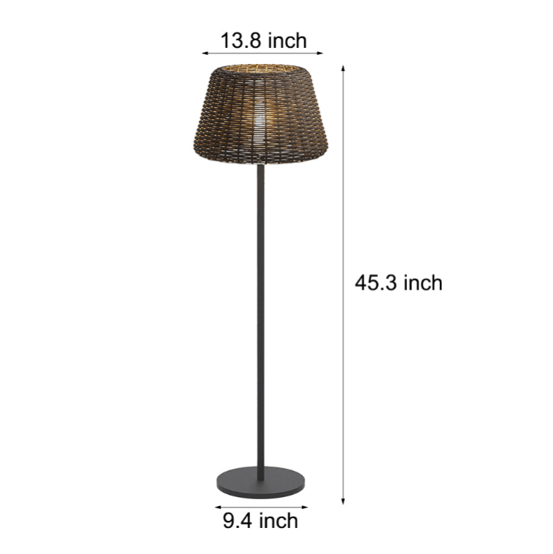 Rattan Dome Outdoor Floor Lamp — Stainless Steel, Open-Top Design, Stake Mount, LED, IP65, 5W