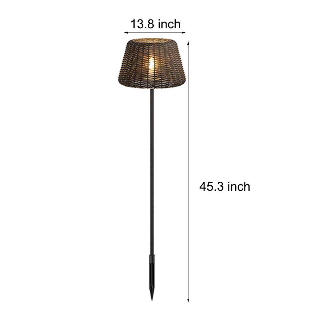 Rattan Dome Outdoor Floor Lamp — Stainless Steel, Open-Top Design, Stake Mount, LED, IP65, 5W