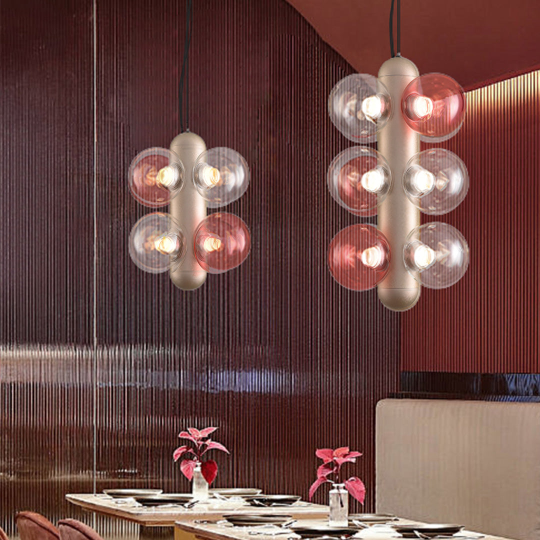 Minimalist Bubble Ball Chandelier — Clear Glass, Tri-Color LED, 8-Light 35W or 12-Light 55W