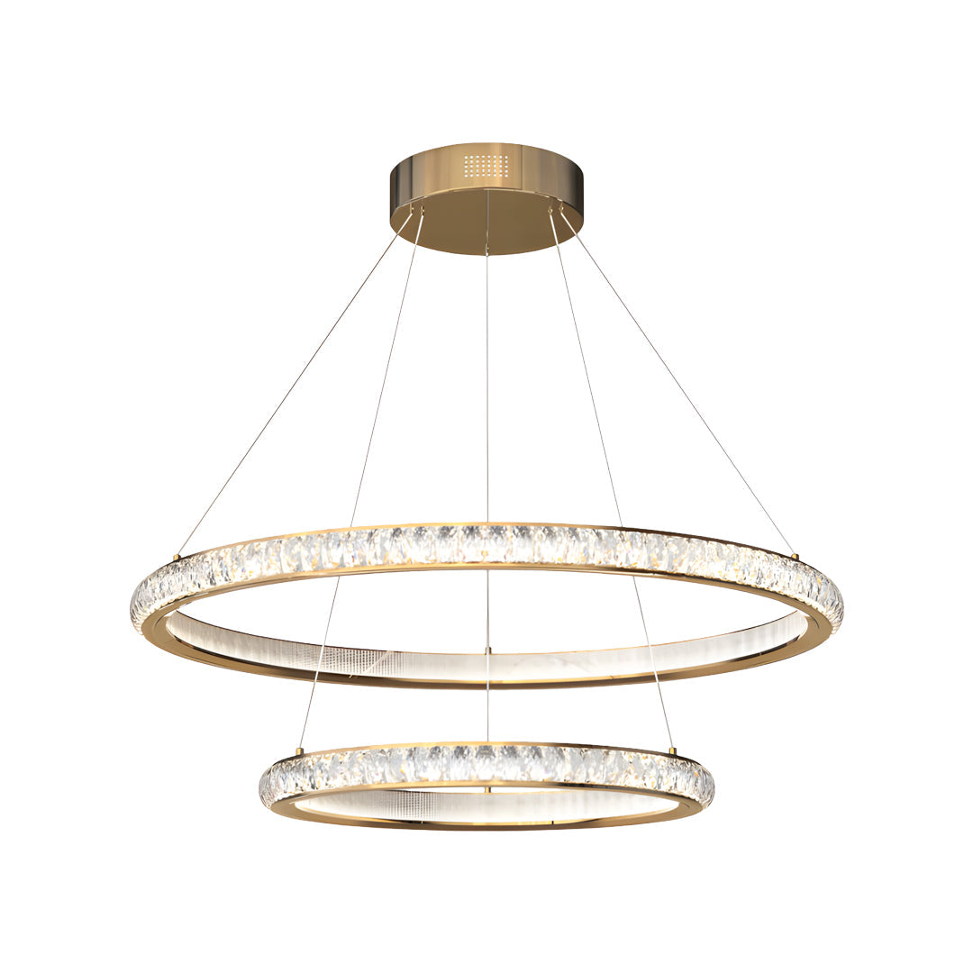 Round Crystal Chandelier — Gold Aluminum, LED, 3-Step Dimming, 59" Chain, 19.7" or 23.6"