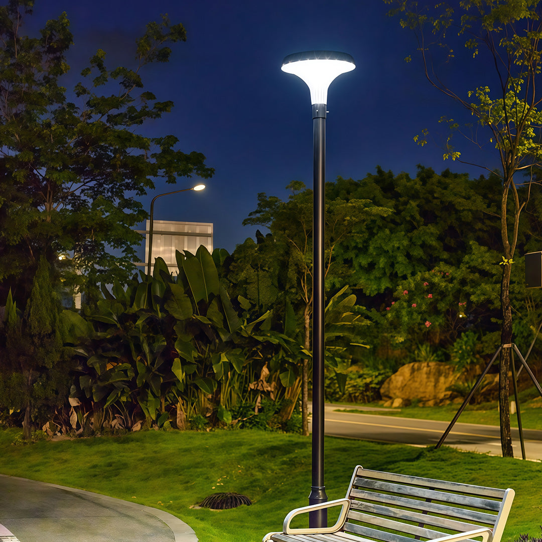 High-Pole Outdoor Street Light — Black Die-Cast Aluminum, 40W LED, Solar or Hardwired, IP65, 3000K / 6000K