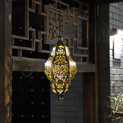 Moroccan Hollow Solar Outdoor Lantern — Wrought Iron, 0.5W Warm LED, 600mAh, IP44, Round or Rectangular