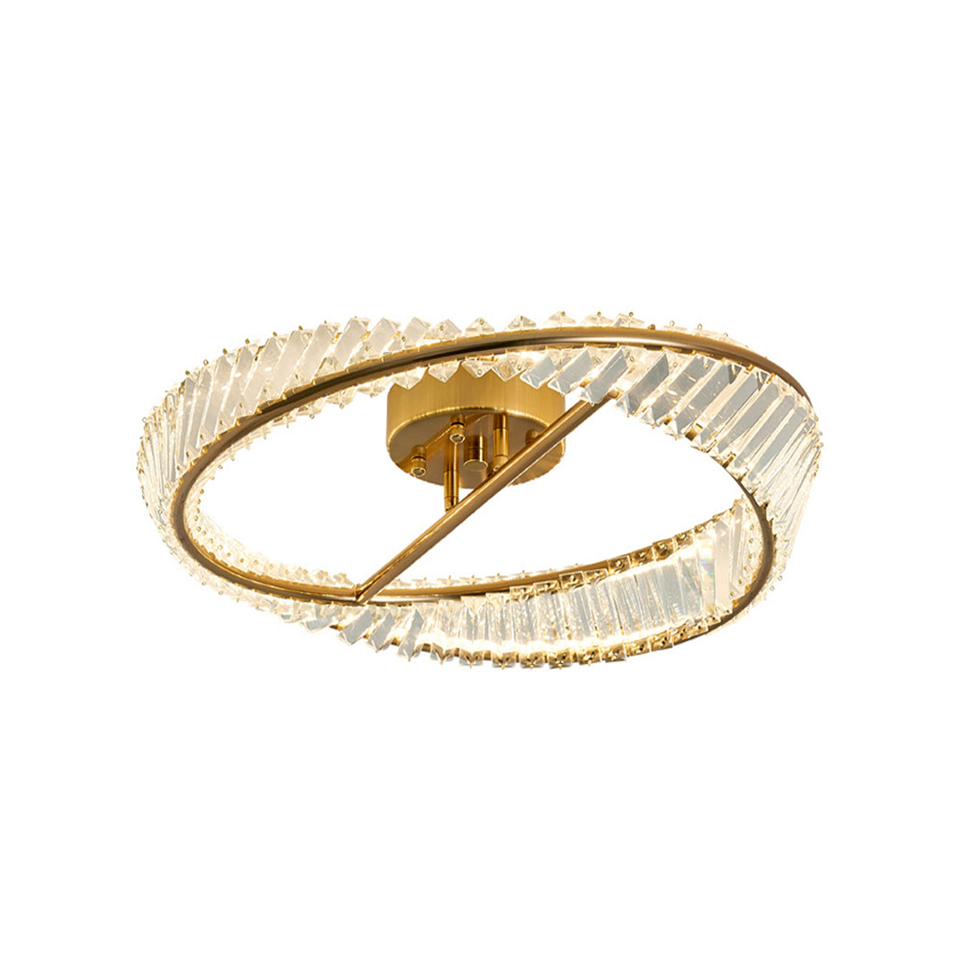 Möbius Ring Flush-Mount Crystal Chandelier — Gold, K9 Crystal, 3-Step Dimming, 54W–90W, 19.7"–31.5"