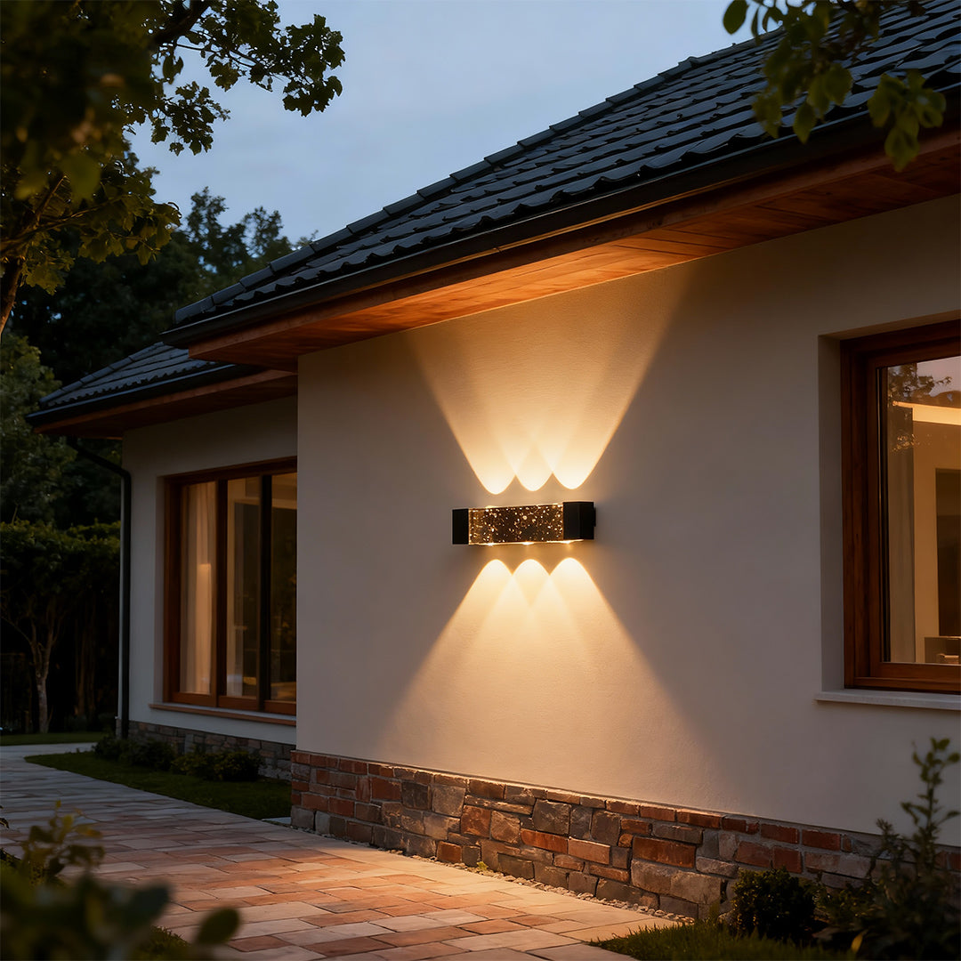 Waterproof Outdoor Up and Down Wall Light with Crystal Design