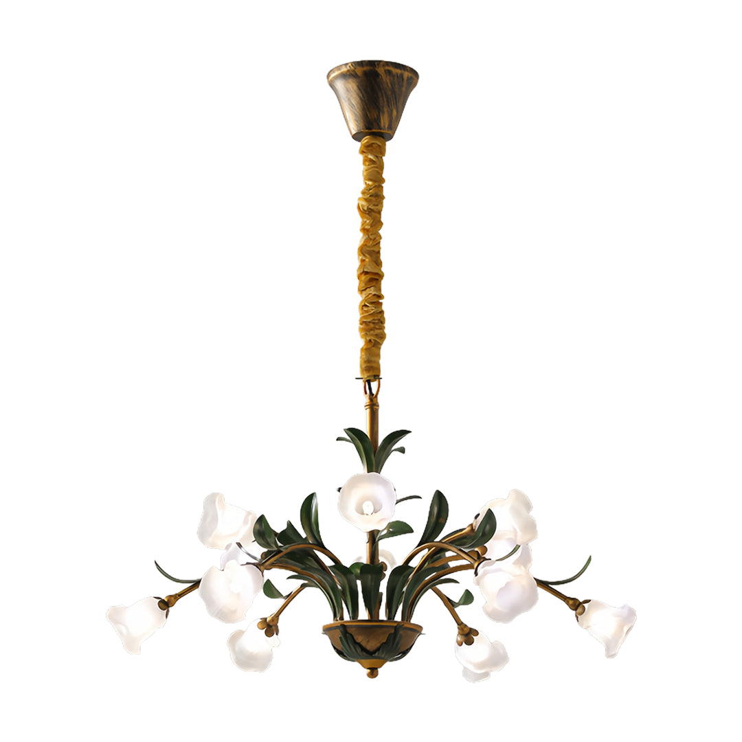 Vintage Floral Branch Chandelier — Iron and Glass, G4 3-Step Dimming, 12 to 35-Head