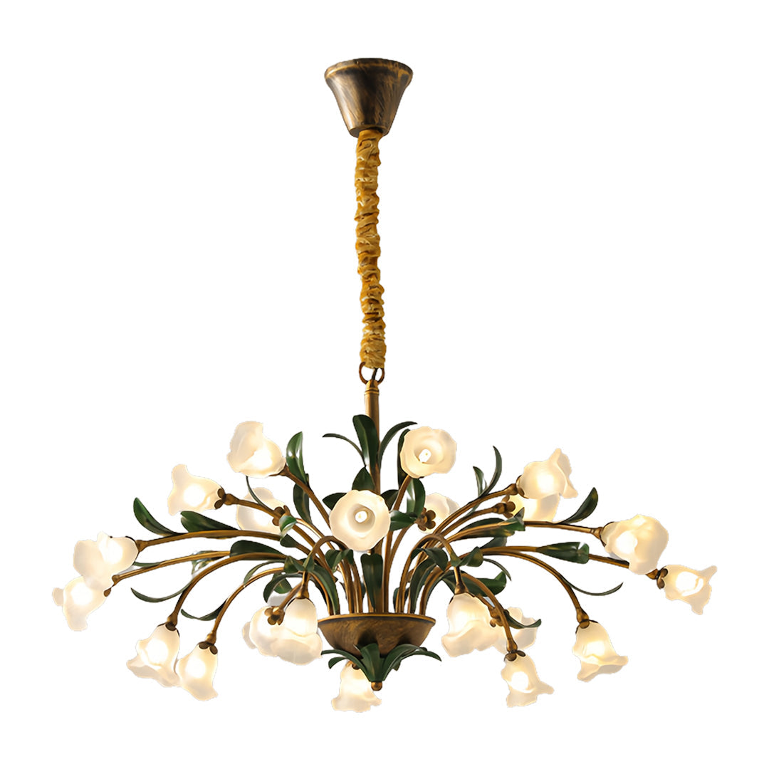 Vintage Floral Branch Chandelier — Iron and Glass, G4 3-Step Dimming, 12 to 35-Head