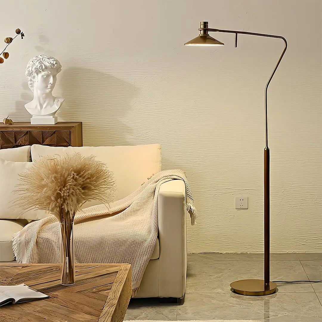 Adjustable Vintage Gold Floor Lamp - Tall Industrial Mid-Century Design Luxe