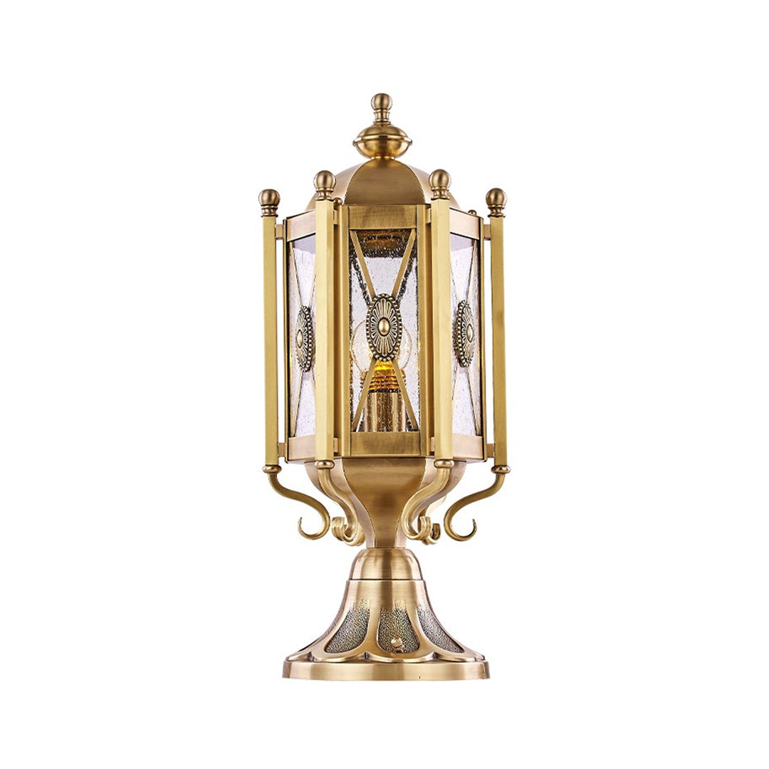 Vintage Copper Outdoor Pillar Light — Solid Copper, Glass Shade, IP55 Weatherproof, E27/E14