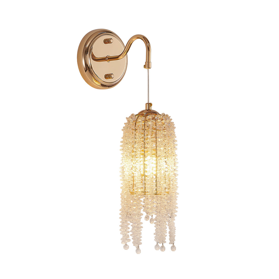 Crystal Accent Diffused Wall Sconce — Gold Hardware, E12, Hardwired, 7.68" × 16.54"