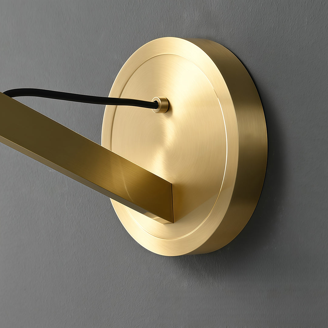 Minimalist Brass Wall Sconce — Full Brass Frame, Transparent Glass Shade, E14, Hardwired