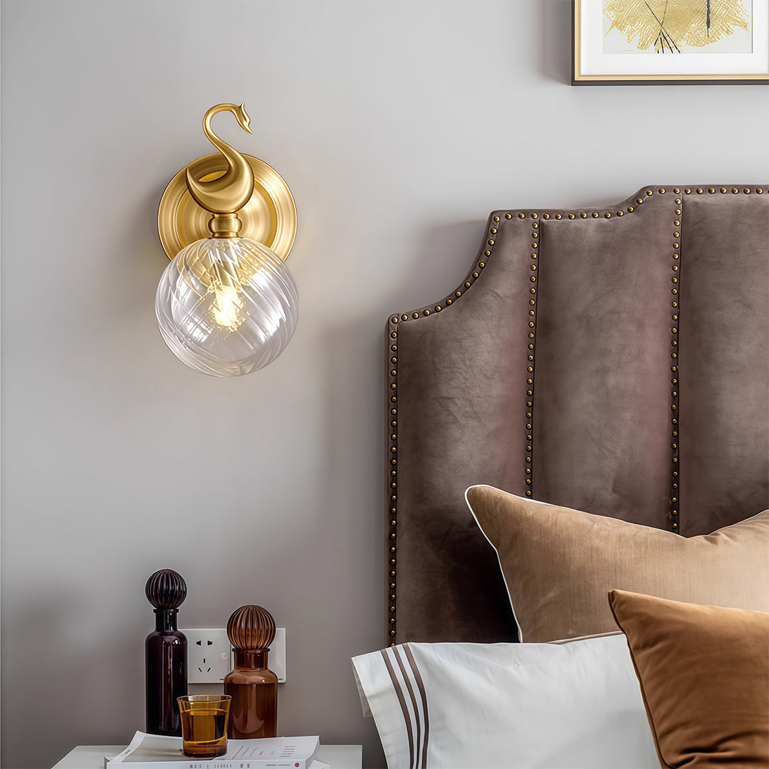 Modern Minimalist Wall Sconce — Brass, Transparent Glass Shade, G9 Hardwired