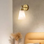 Minimalist Brass and Marble Wall Sconce — Copper Finish, E14, Hardwired