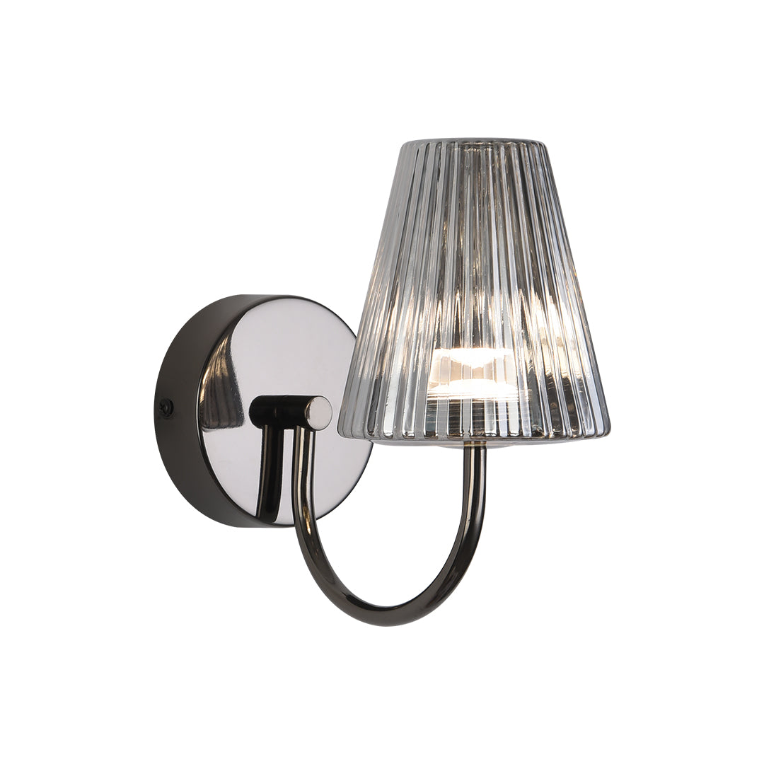Vintage Cone Wall Sconce — Black Aluminum, Glass Shade, 6W LED, 3-Step Dimming (3000K/4500K/6000K)