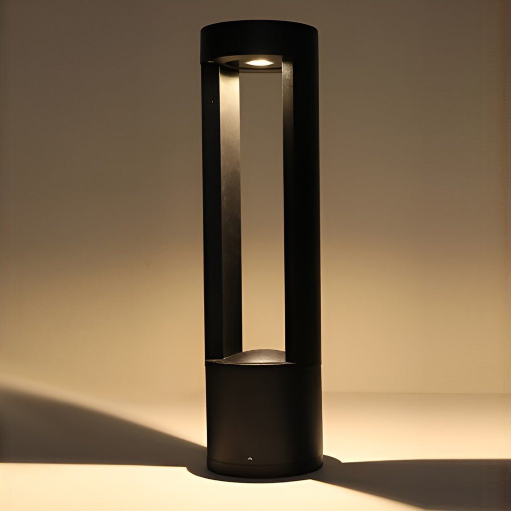 elegant waterproof black led outdoor bollard lights hollow cylindrical design for stylish exterior illumination