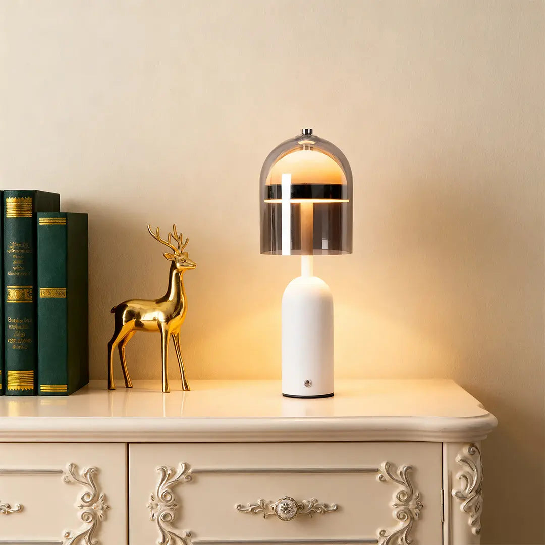 Minimalist Italian Glass Shade Table Lamp - Decorative Ambient Lighting Luxe