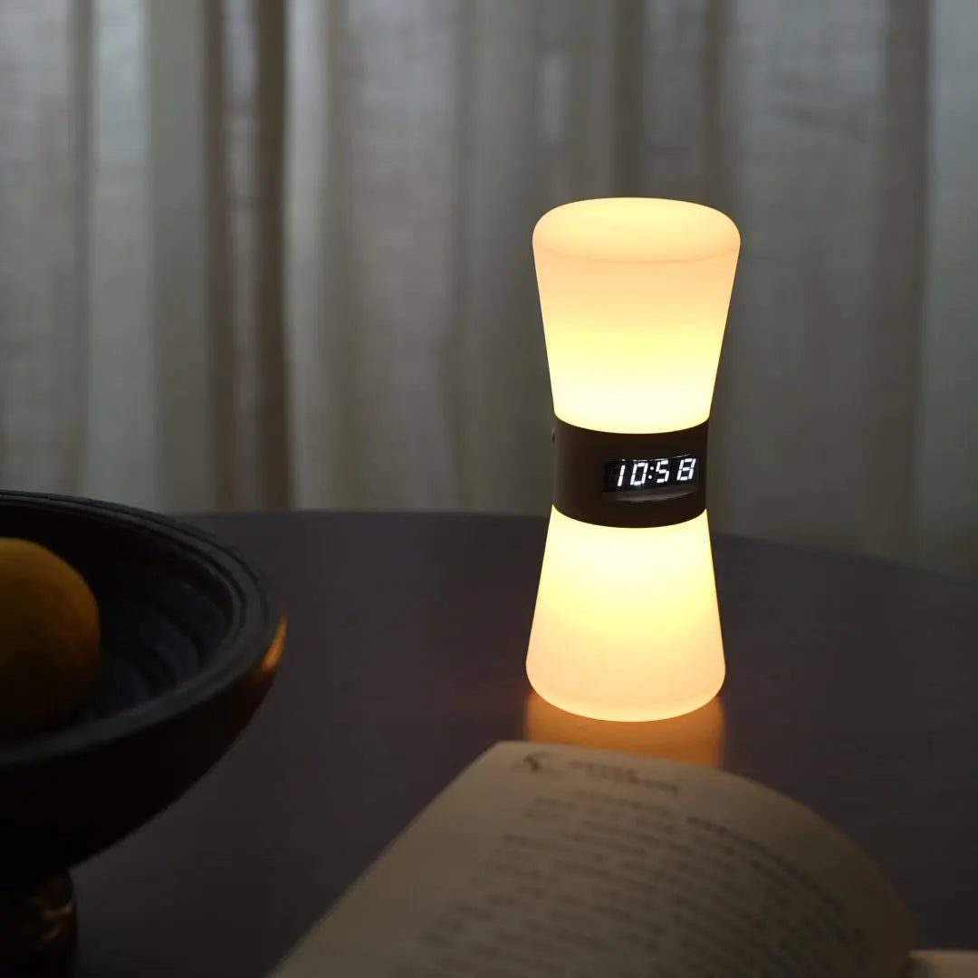 Small White Ambient Hourglass Lamp with Countdown Gravity Sensor Luxe