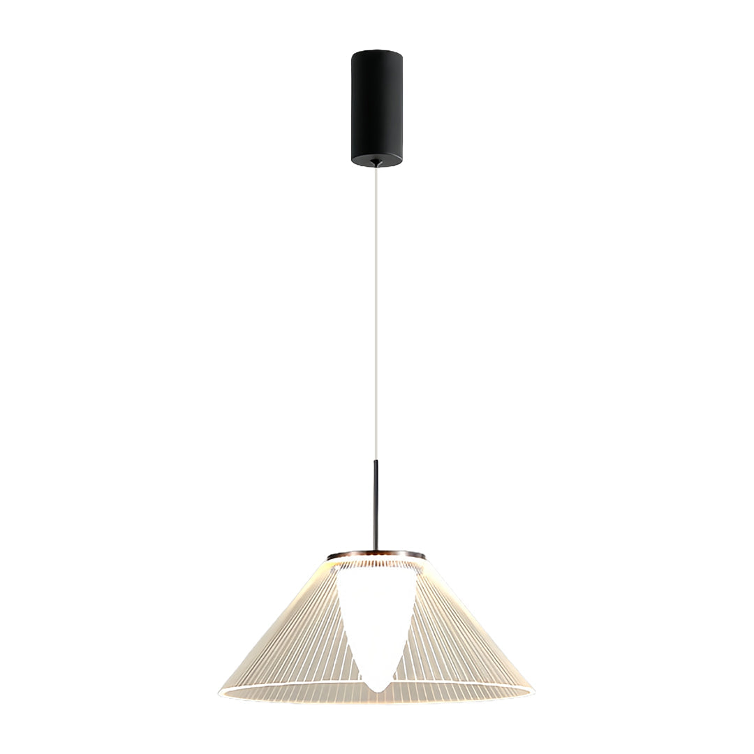 Minimalist Clear Glass Pendant Light — Stainless Steel, Black, 7W LED, 3000K, Adjustable Cord, 14.96" Wide