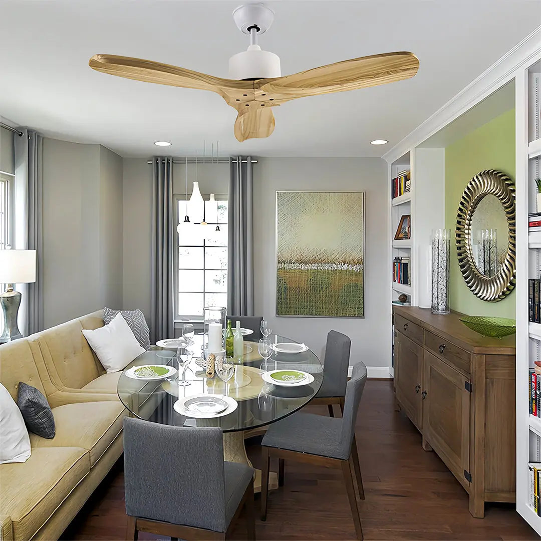 Modern 3-Blade Wood Ceiling Fans with Light - Fandelier Style Luxe