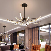 Flower Petal LED Chandelier — Metal & Aluminum, Dimmable with Remote, 6- to 12-Light, 30"–43"