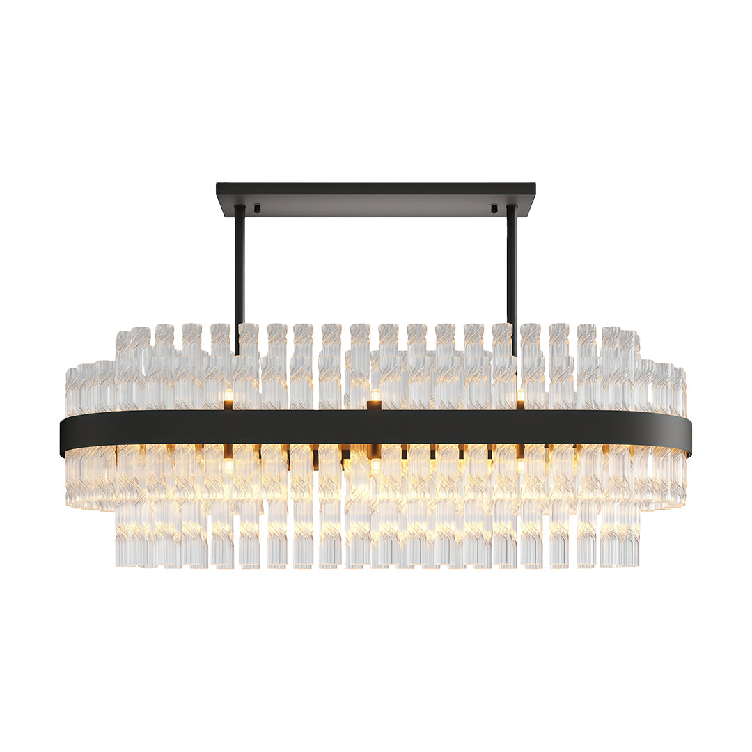 Industrial Modern Chandelier — Solid Brass, Transparent Glass, G9, Multiple Sizes