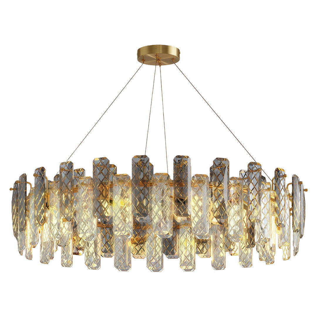 Contemporary Crystal Chandelier — Copper / Chrome / Black, Cut Crystal, Eye-Protecting, 47.2" Adjustable Chain